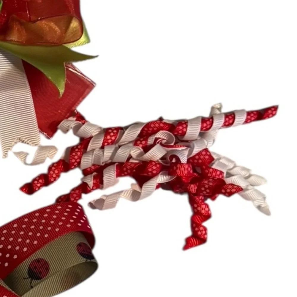 Girls Christmas Hair Bows‎ Handmade Holiday Snowman Santa Claus Red